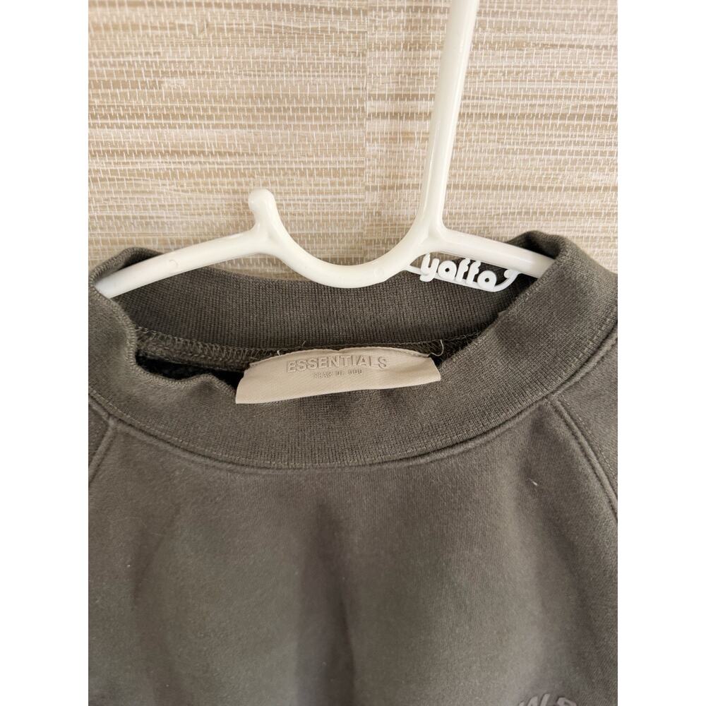 Essentials Dark Brown Pullover Sweatshirt Logo Crew Neck Long Sleeve XS - Picture 3 of 7
